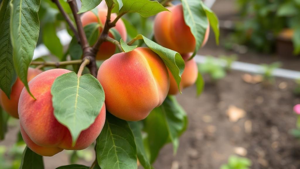 Growing peaches in a private garden.фото